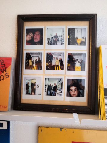 Nine Instax Polaroids with friends pictures.